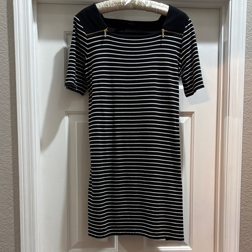 A K Sport Chic Striped Black and White Dress